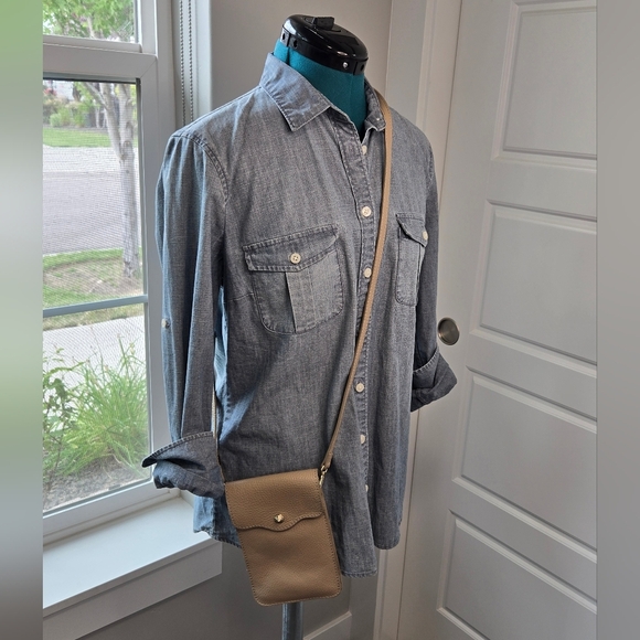 ISADORA LEATHER SMALL CROSSBODY PURSE MINI BAG TRAVEL TAUPE TAN WOMEN ITALY - Picture 2 of 14